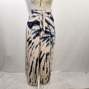 Young Fabulous & Broke Women's Size M Blue Tie Dye Elastic Waist Wide Leg Pants